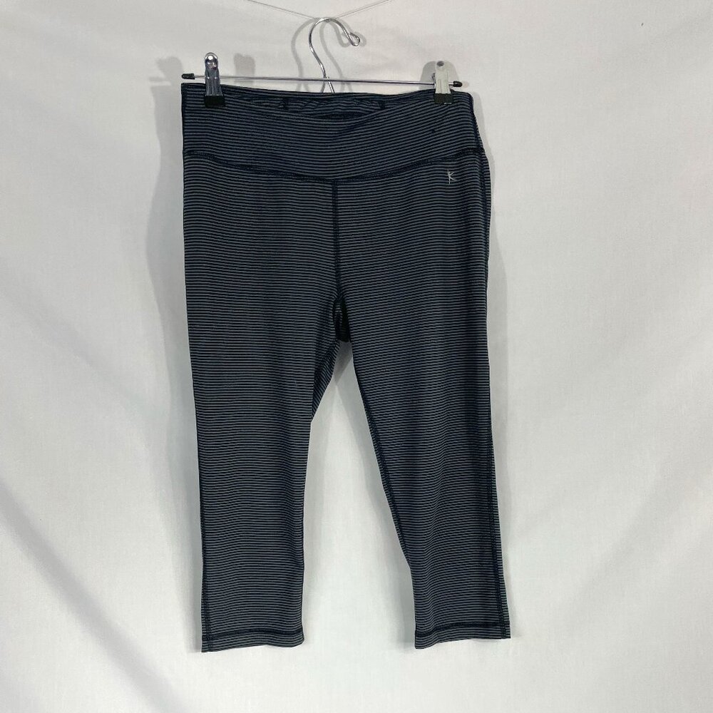 Danskin Now Women's Capris Black and Gray Stripe Running Tights Size M